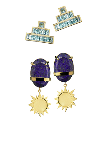 topaz and lapis drop earrings