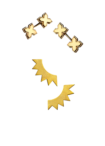 gold cuff earrings and cufflinks