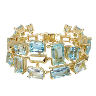 natural, untreated aquamarine 'Conquistador' bracelet by Tessa Packard London, set in 18ct yellow gold