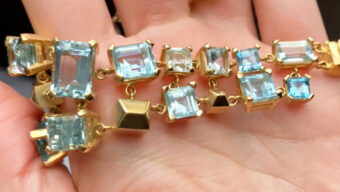 gemstone aquamarine gold cuff bracelet