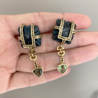 kyanite gemstone statement earrings