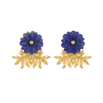 blue lapis flower earrings