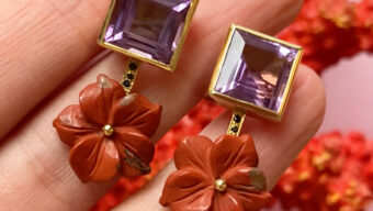 red flower amethyst earrings