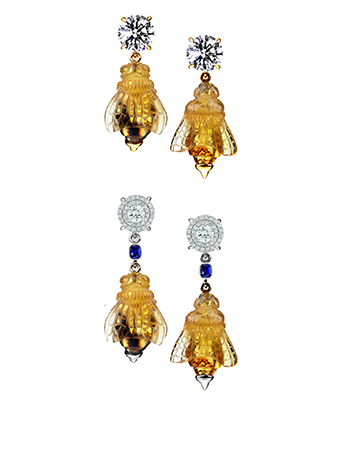 diamond bee earrings