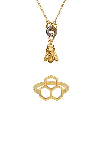 bee necklace honeycomb ring