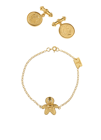 ginger bread man bracelet and coin jewellery