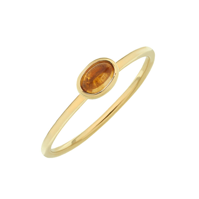 Citrine and 9ct yellow gold stacking ring by Tessa Packard London