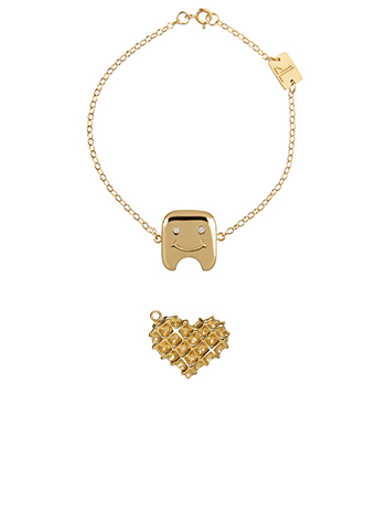 tooth bracelet and heart charm