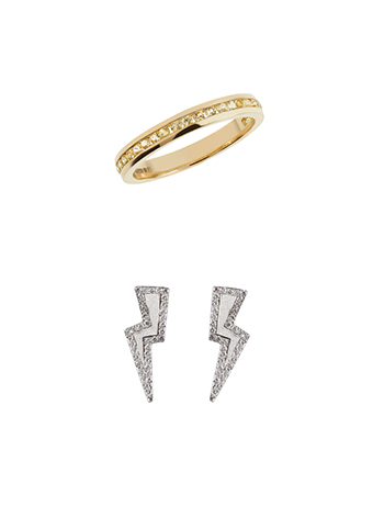 yellow sapphire eternity and diamond bolt earrings