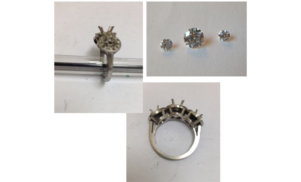 design process for bespoke three stone diamond engagement ring