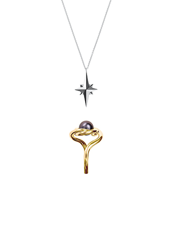 star pendant and pearl ring