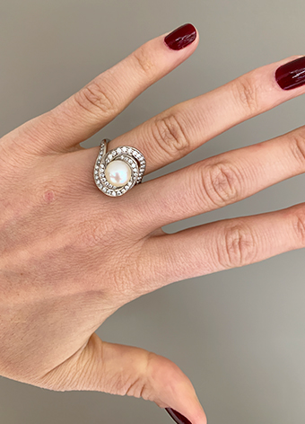 dress ring pearl and diamonds