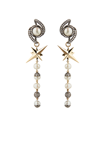 statement gold and pearl earrings