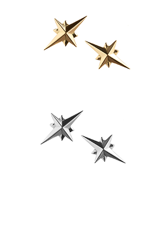 gold and silver star stud earrings