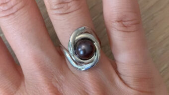 black pearl and silver ring by tessa packard