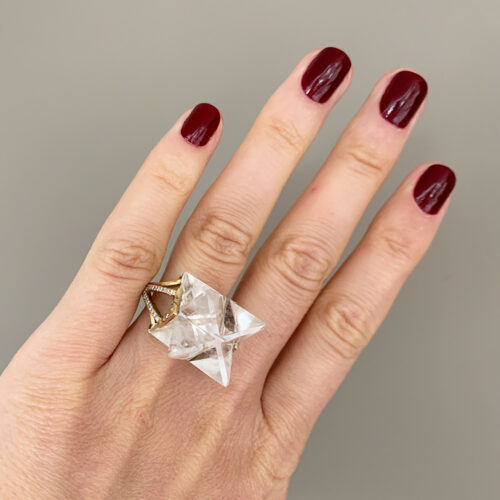 diamond gold star cocktail ring