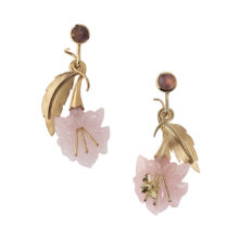 Rose Quartz, Fluorite and 18ct yellow gold Bee-Utiful Earrings by Tessa Packard London Contemporary Fine Jewellery (can also be worn as a pendant)