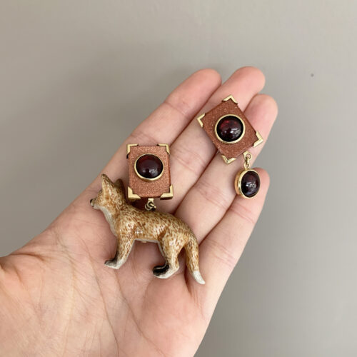 gemstone fox earrings