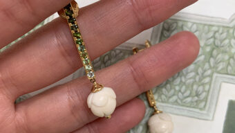 green tourmaline drop bone earrings