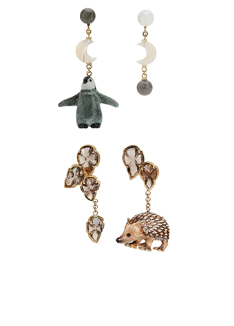 hedgehog and penguin earrings