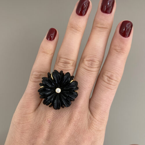 black onyx diamond ring