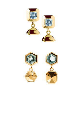 modern gold aquamarine earrings