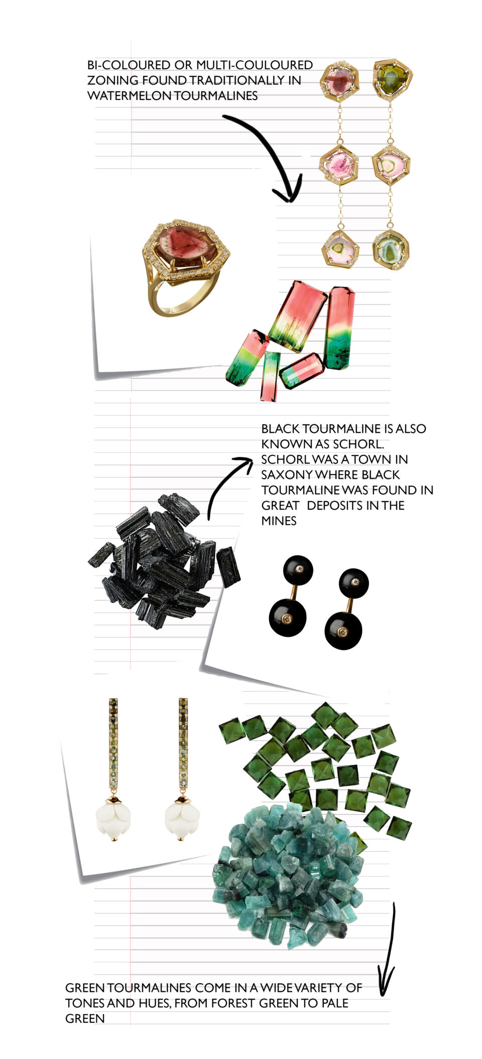 Tourmaline ring, tourmaline earrings, October birthstone jewellery