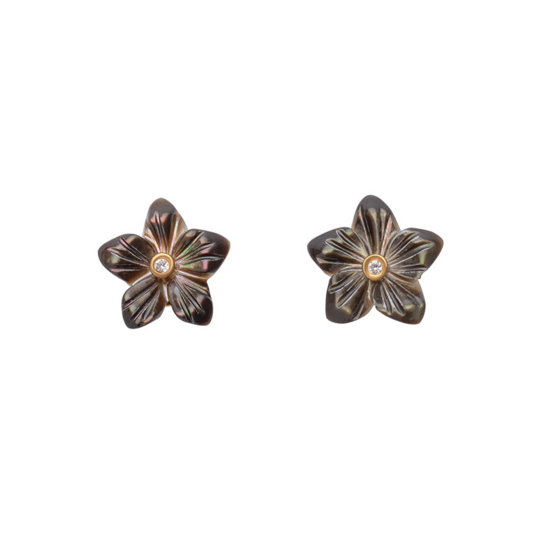 hand carved mother of pearl flower earrings
