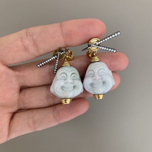 buddha chopsticks diamond earrings