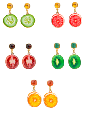 gemstone fruit earrings