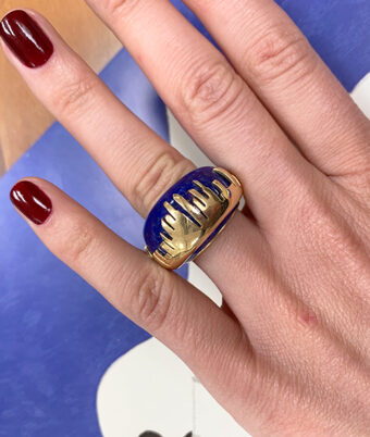 lapis and gold cocktail ring tessa packard