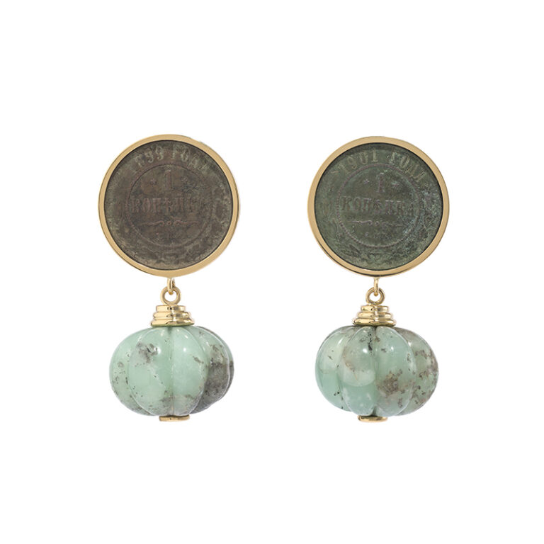 copper coin drop earrings