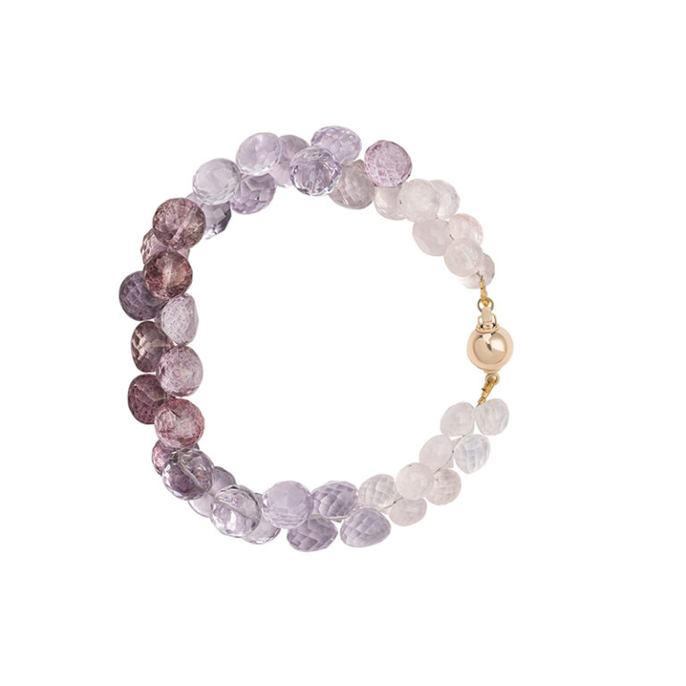 one-of-a-kind purple and pink amethyst rose quartz bead bracelet