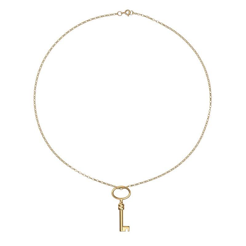 gold plated key pendant necklace