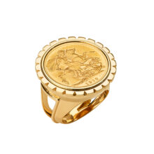 Bespoke yellow gold coin ring
