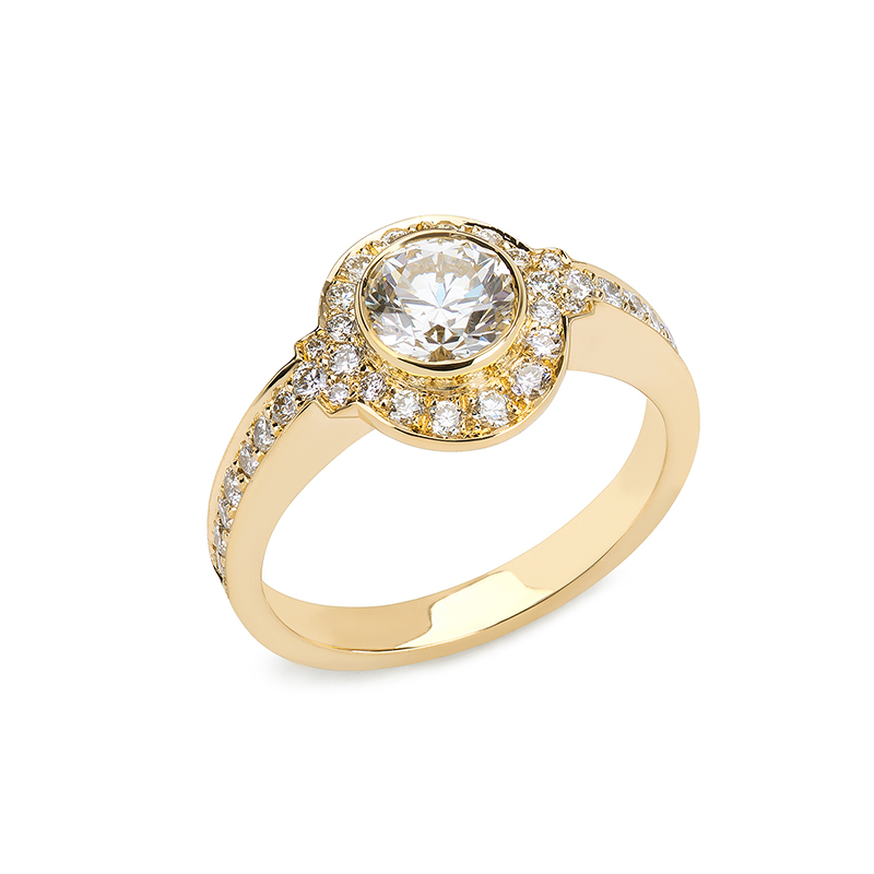 Bespoke yellow gold and diamond engagement ring