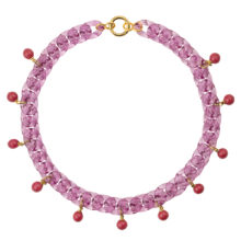 Dyed Red Jade and Pink Plastic Chain necklace with Brass findings by Tessa Packard London