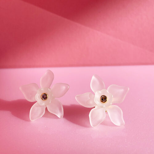 floral botanical white lucite earrings