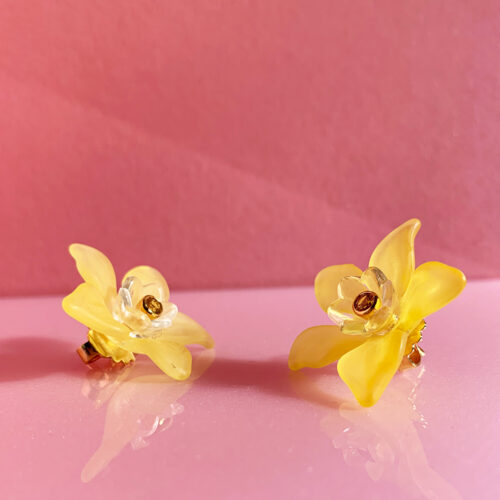 yellow flower stud earrings