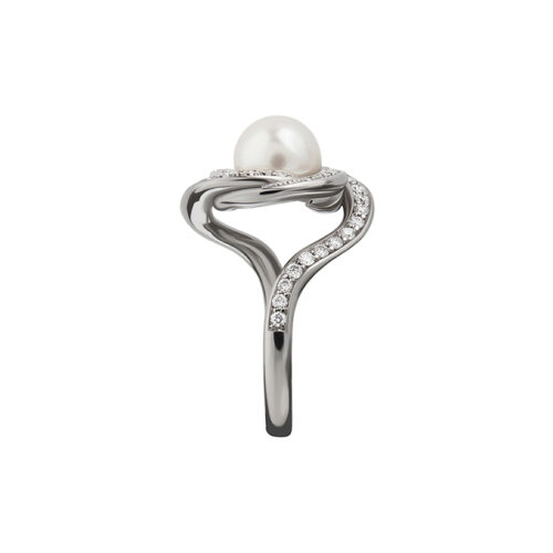pearl and pave diamond cocktail ring
