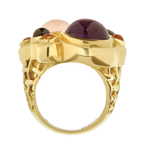 side view of large gem stone cocktail ring