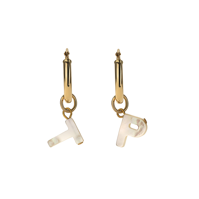 gold hoop earrings with alphabet letter charms