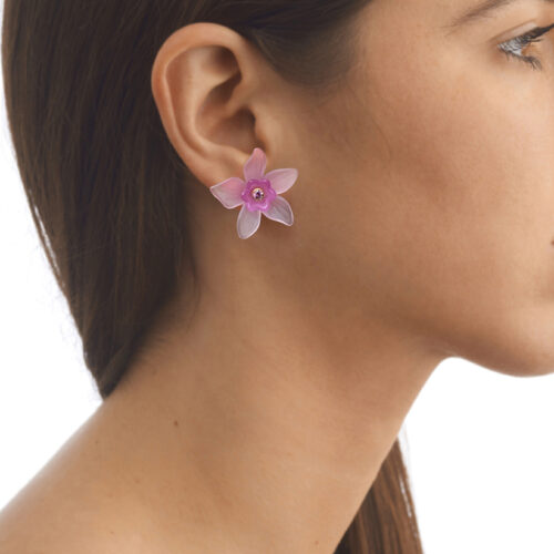 pastel pink sapphire floral stud earrings