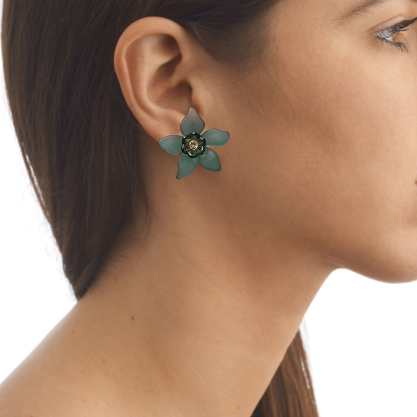 tropical sapphire flower earrings