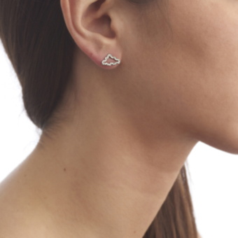 model wearing diamond cloud earring