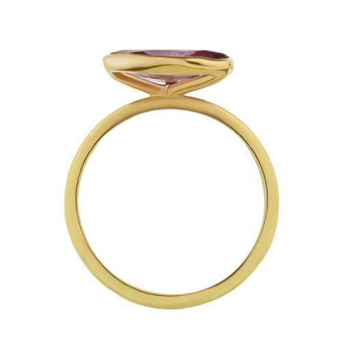 side profile of yellow gold cocktail ring