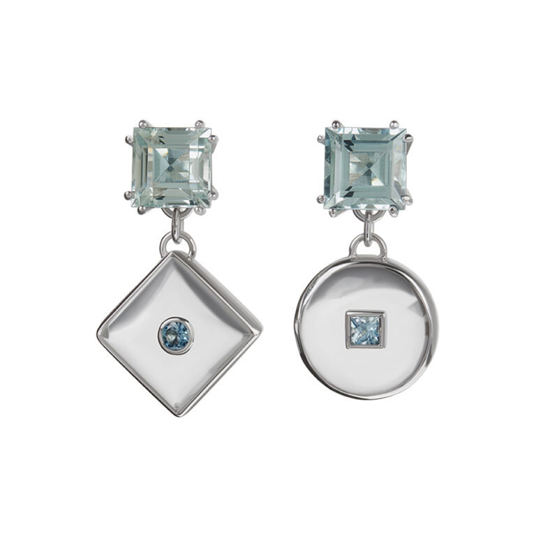 aquamarine and quartz drop earrings