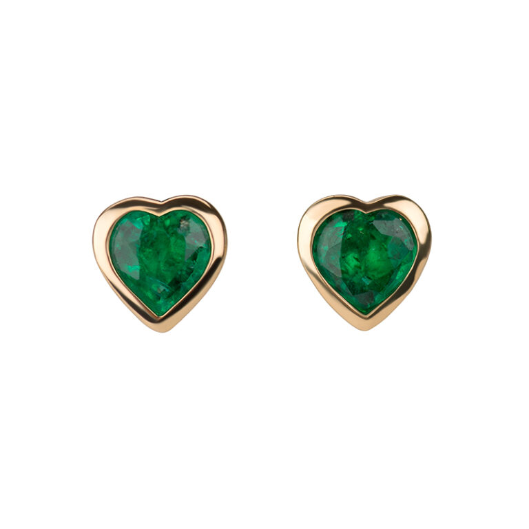 bespoke emerald heart earrings