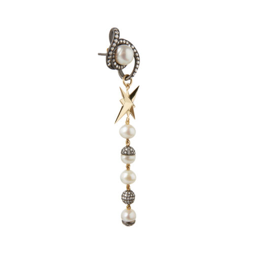 gold and silver chandelier earring
