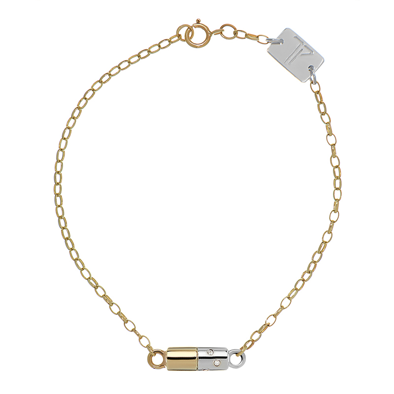 yellow gold and silver diet pill bracelet